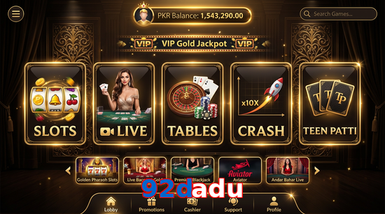 Main screen of 92Dadu casino page for PK players